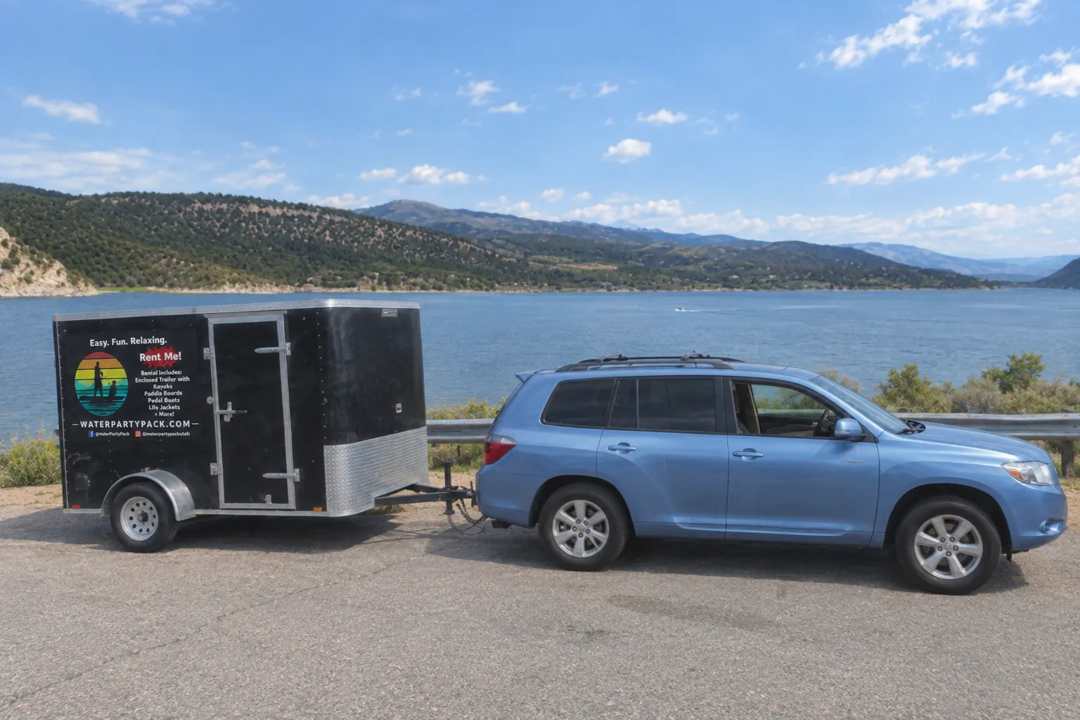 Scenic shot of the Water Party Pack Trailer at the lake